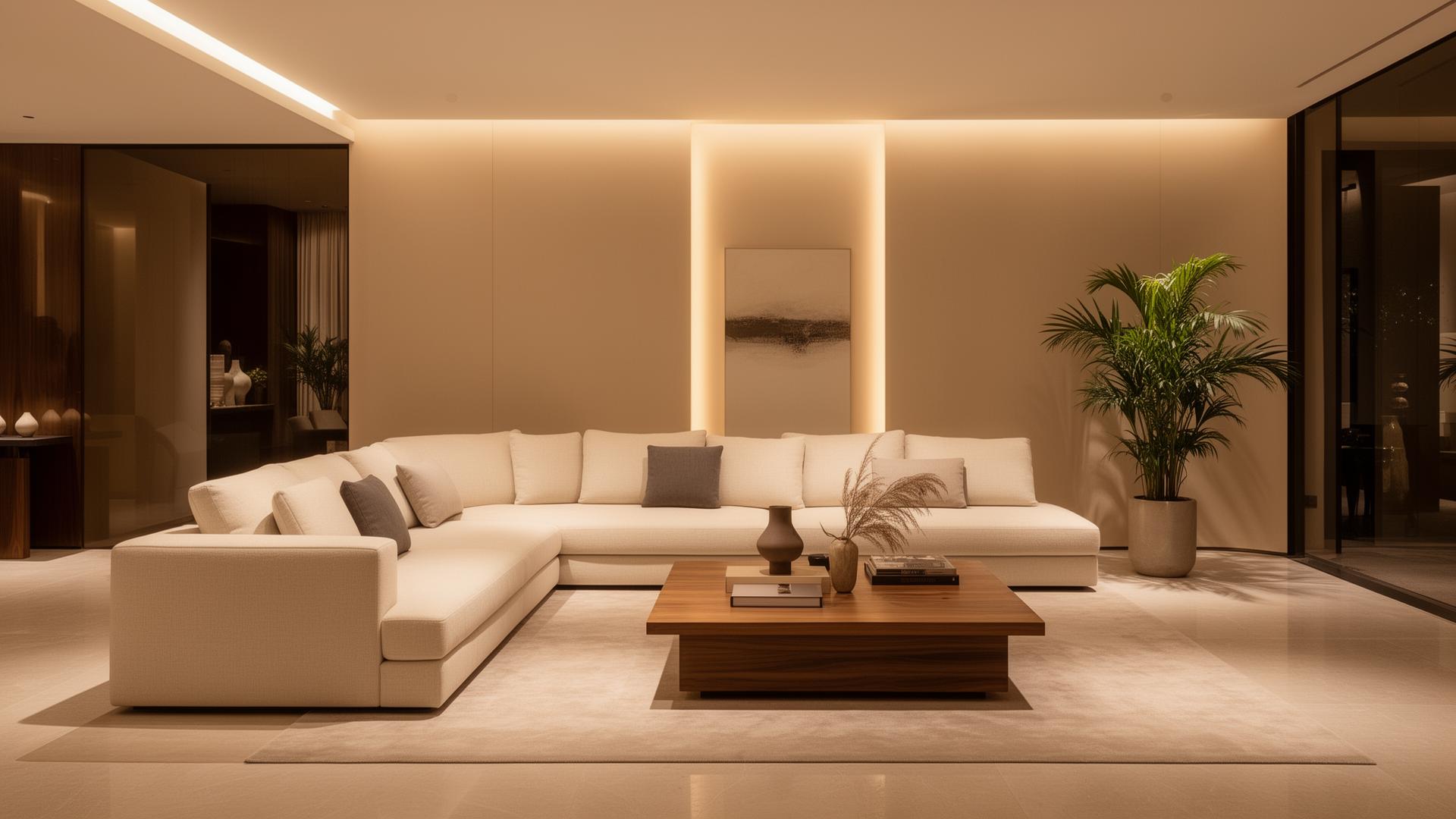Luxurious modern living room with premium furniture
